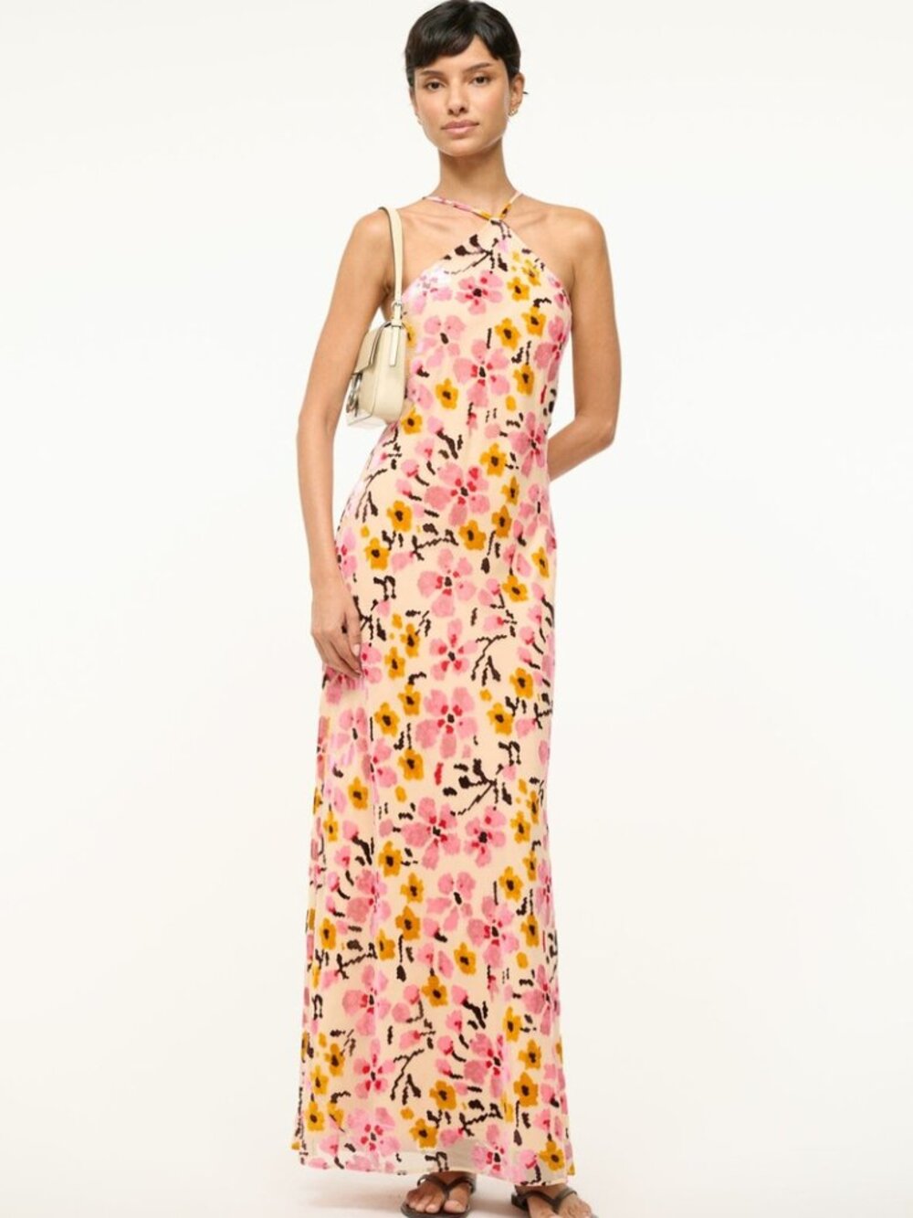 STAUD Pink & Yellow Floral Halter Maxi Dress - Picture 4 of 12